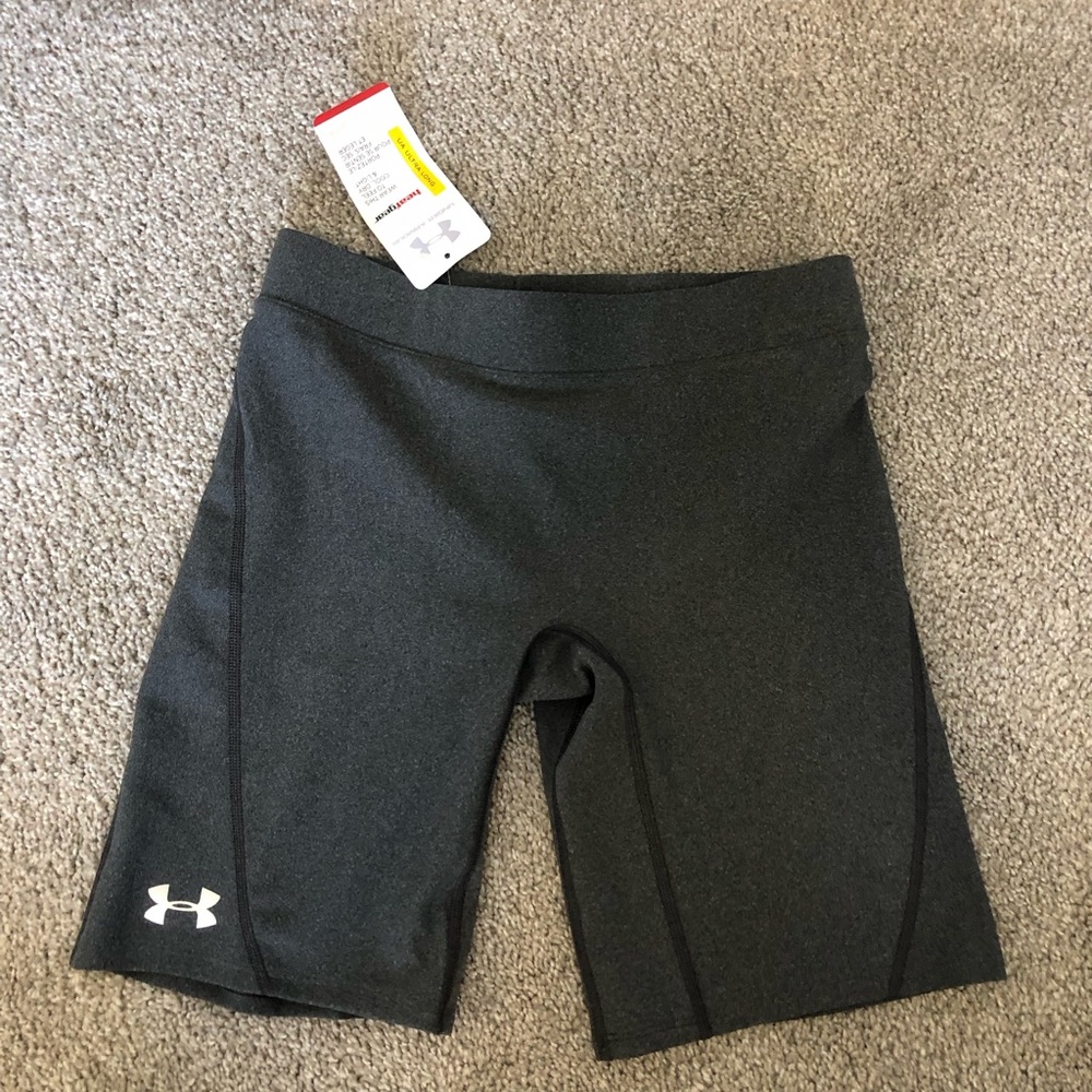 New with tags medium gray compression Under Armour biker shorts